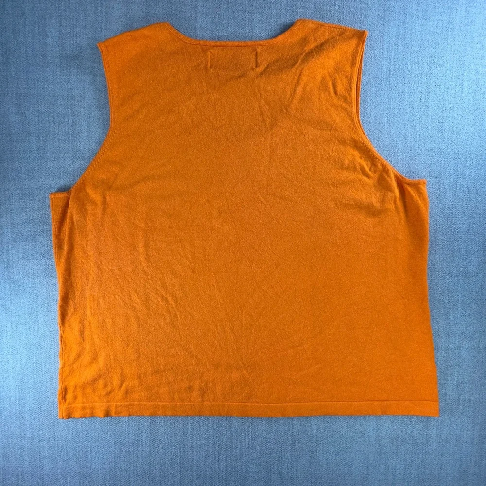 Terry‎ Lewis Knit Tank Top Women 3X Orange Rayon Blend Sleeveless Scoop Neck